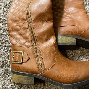 caramel brown knee high Arizona boots